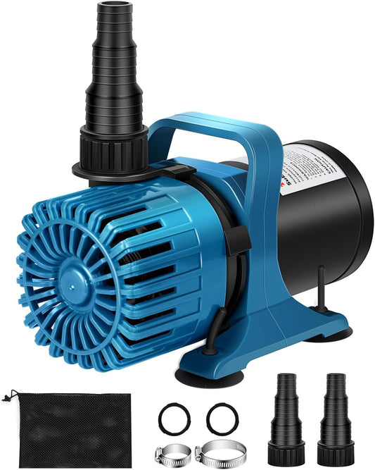 100W 1800 GPH Pond Pump for outdoor Ponds and Water Garden, Ultra-Quiet Fountain Pump with 180° Adjustable Outlet, 20FT Cord & Barrier Bag, Waterfall Pump, UL Listed