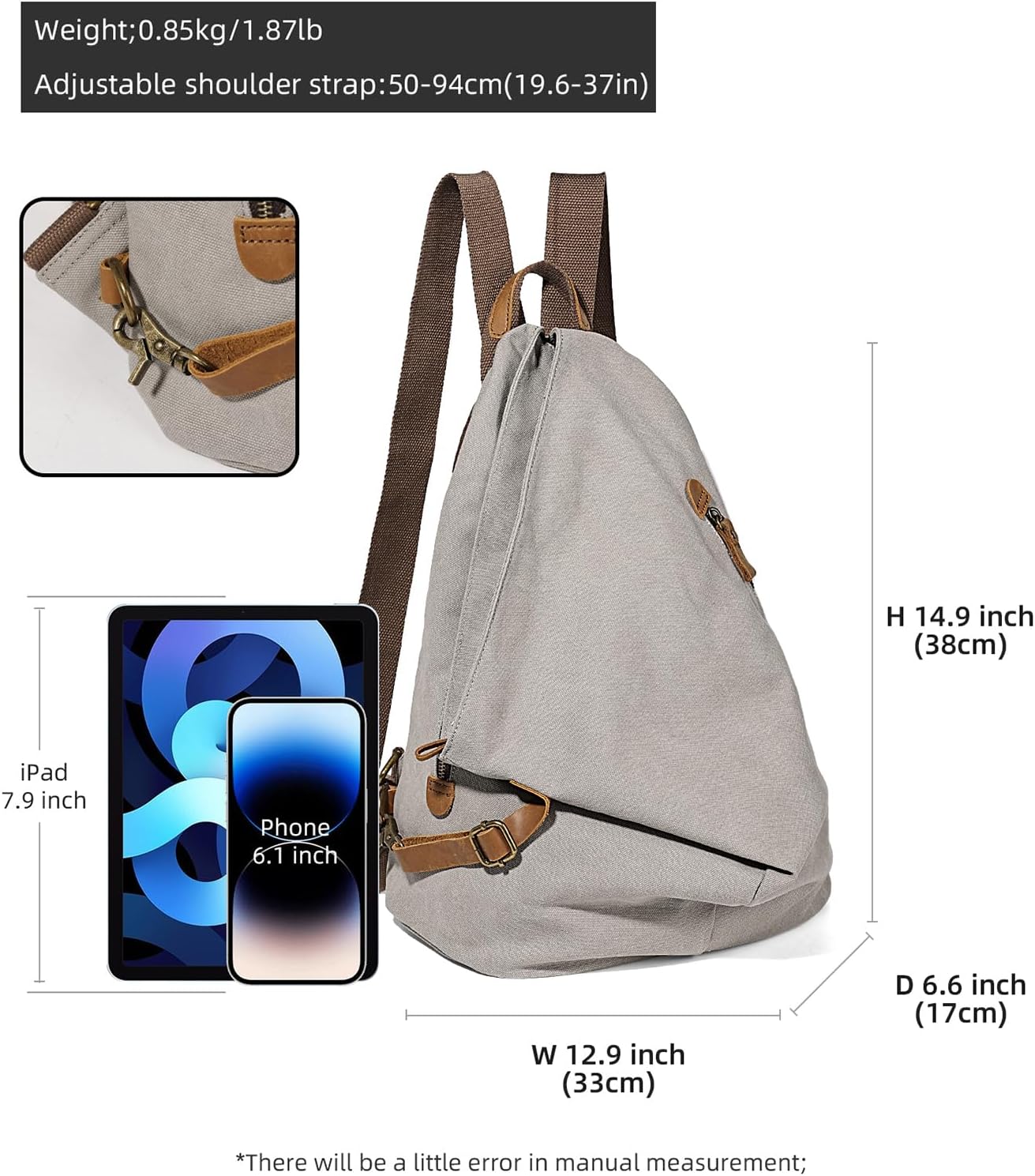 KL928 Canvas Vintage Backpack – Large Casual Daypack Outdoor Travel Rucksack Hiking Backpacks for Men Women