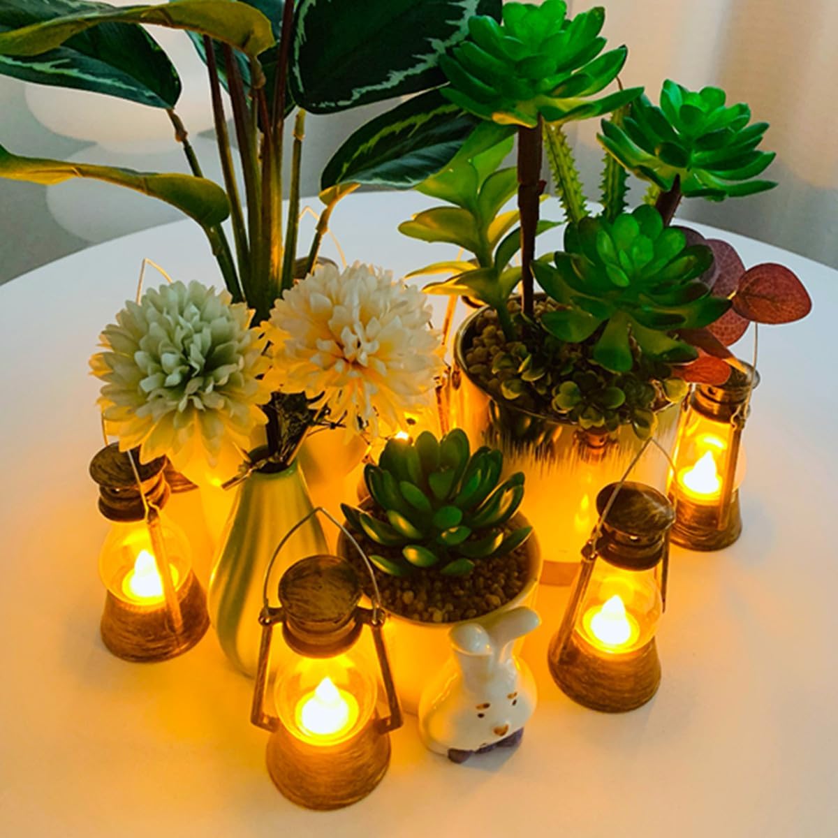 12 Pack Mini Lantern for Little Cowboy Centerpieces Tables Ideas Western Party Favor Decorations Wedding Decor Camping with 4inch Flickering LED Candle, Vintage Table Toppers Decorative