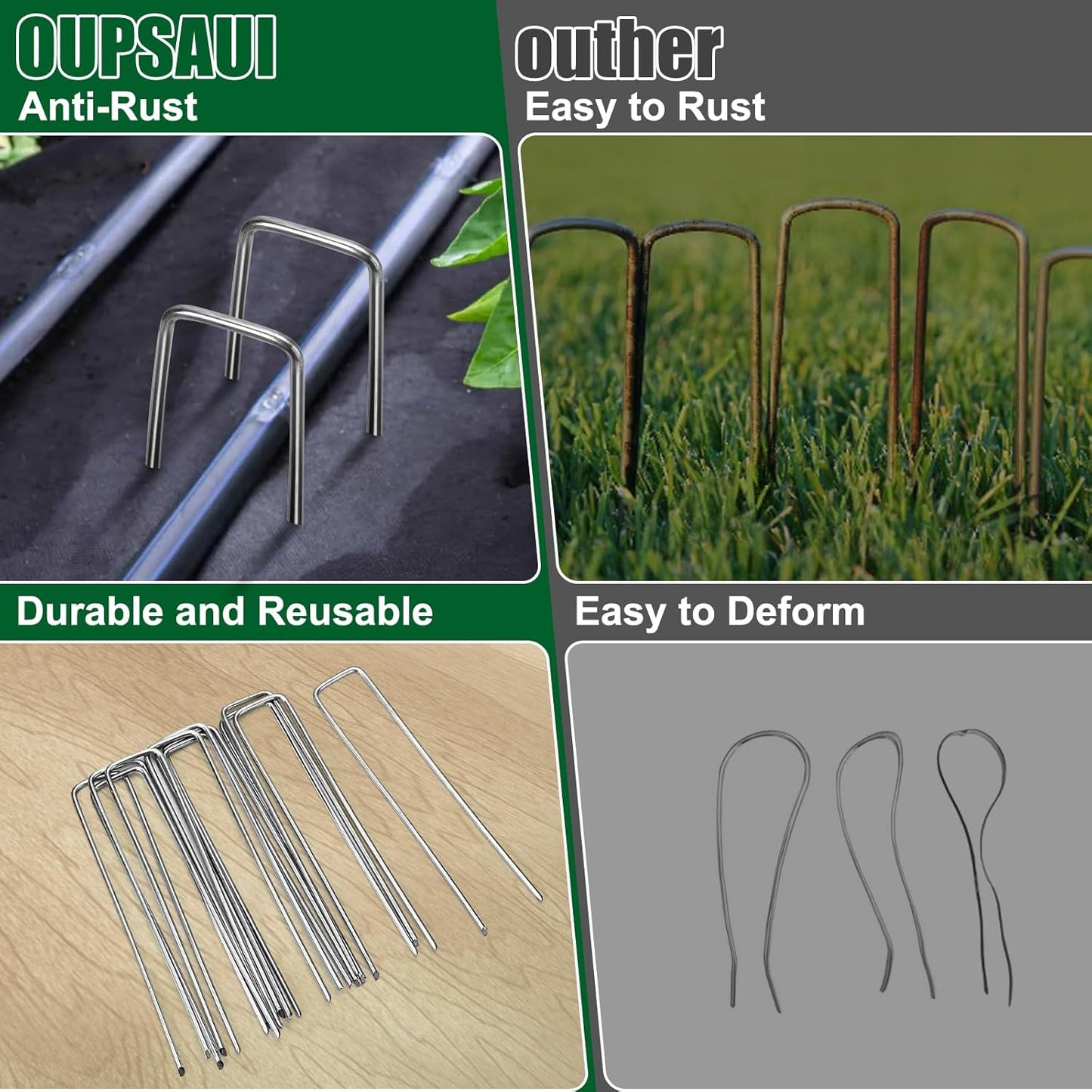 12 Inch 11 Gauge Galvanized Landscape Staples Stakes for Decoration, 25/100/200pcs Garden Metal Stakes for Weed Barrier Fabric, Fence Stakes, Tent Stakes (12in,100pcs)