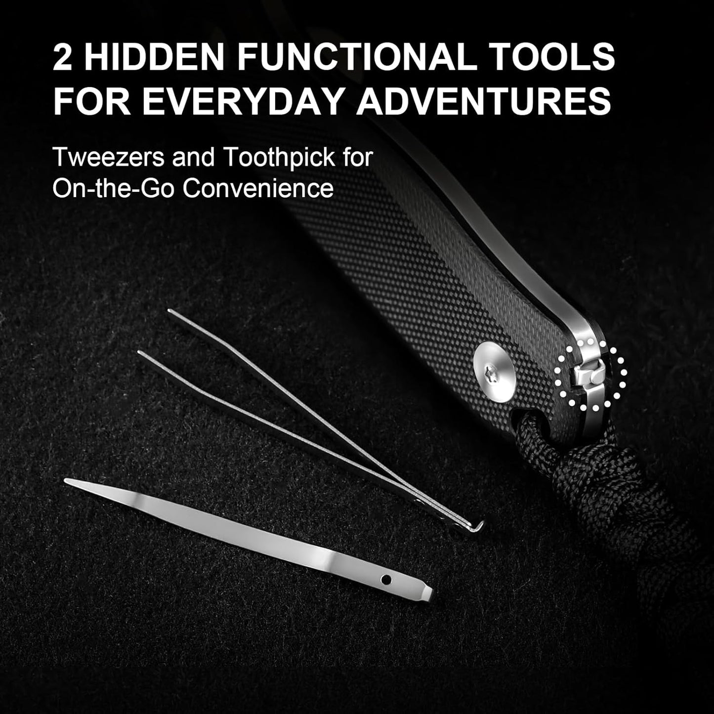 Kizer Drop Bear Fixed Blade Knife, 2.57" D2 Satin Blade EDC Camping Knife with Black G10 Handle and Hidden Tools, Outdoor Full Tang Hunting Survival Knives with Adjustable Kydex Sheath, 1094M2