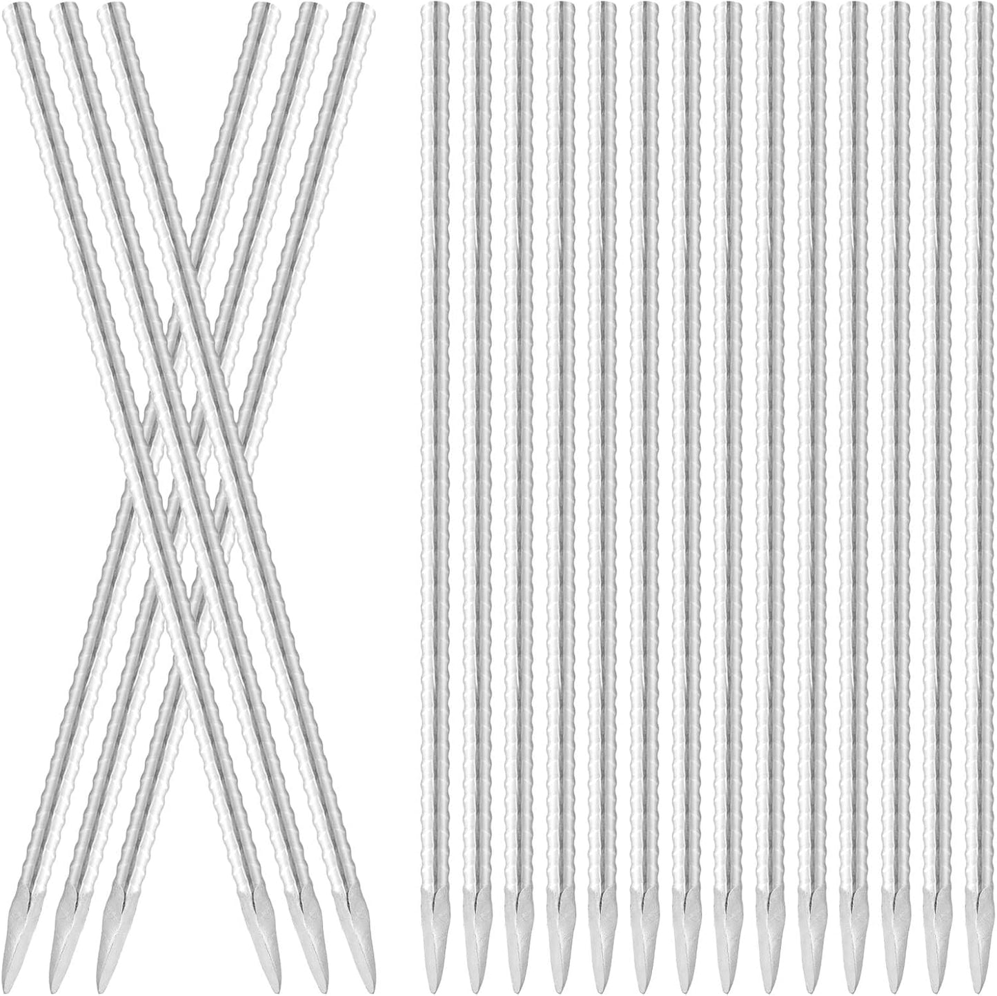 12 Inch Ground Rebar Stakes, 20 Pack Heavy Duty Steel Plant Support Garden Stakes with Chisel Point End, Straight Steel Anchors for Concrete, Garden, Fence, and Tent Support