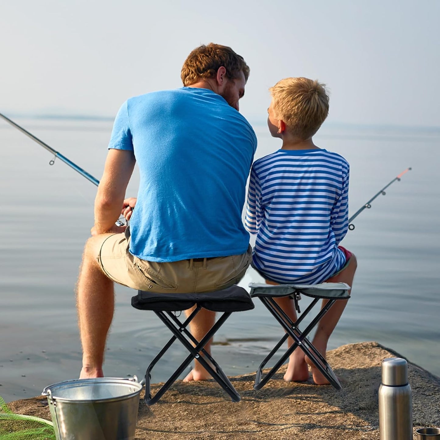 13" Portable Folding Camping Stool for Adults Support 286lbs, Lightweight Backpacking Travel Stool with Storage Bag, Gray