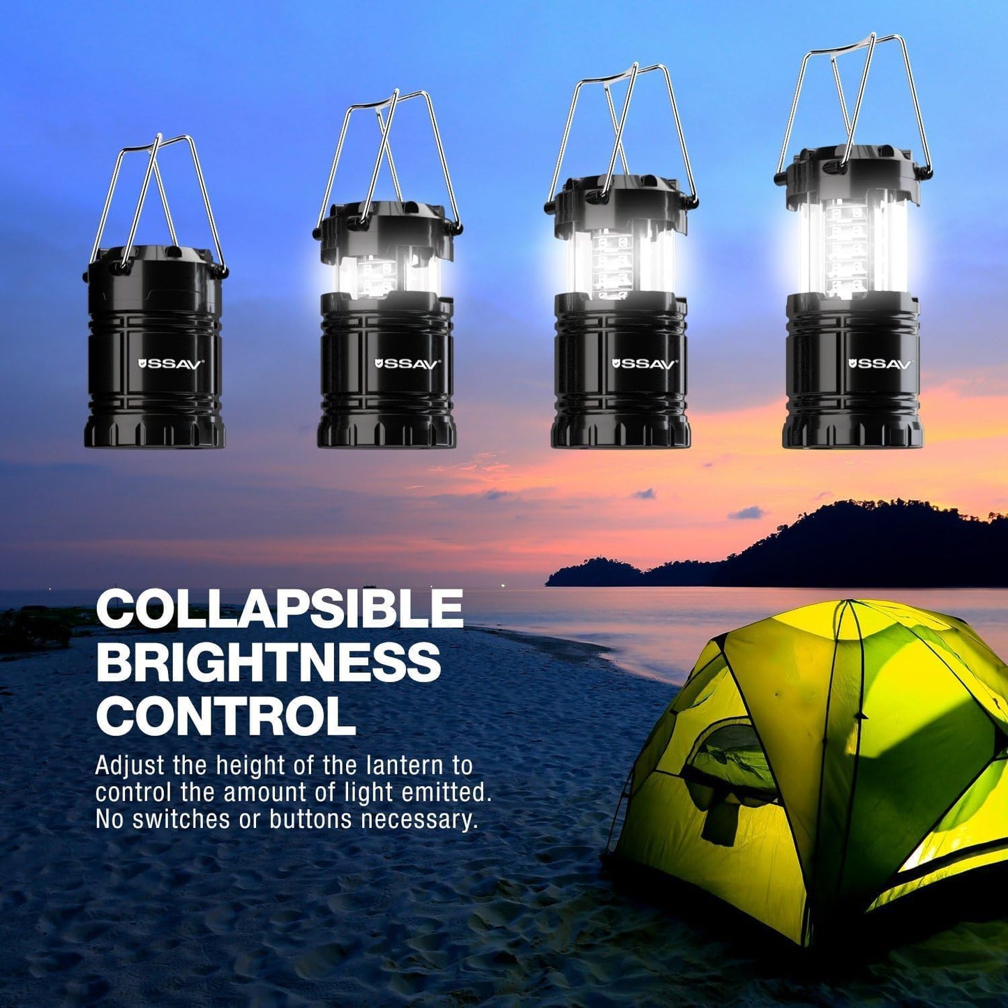 1 Pack LED Camping Lantern, LED Lanterns, Suitable Survival Kits for Hurricane, Emergency Light for Storm, Outages, Outdoor Portable Lanterns, Black, Collapsible, (Batteries Included)