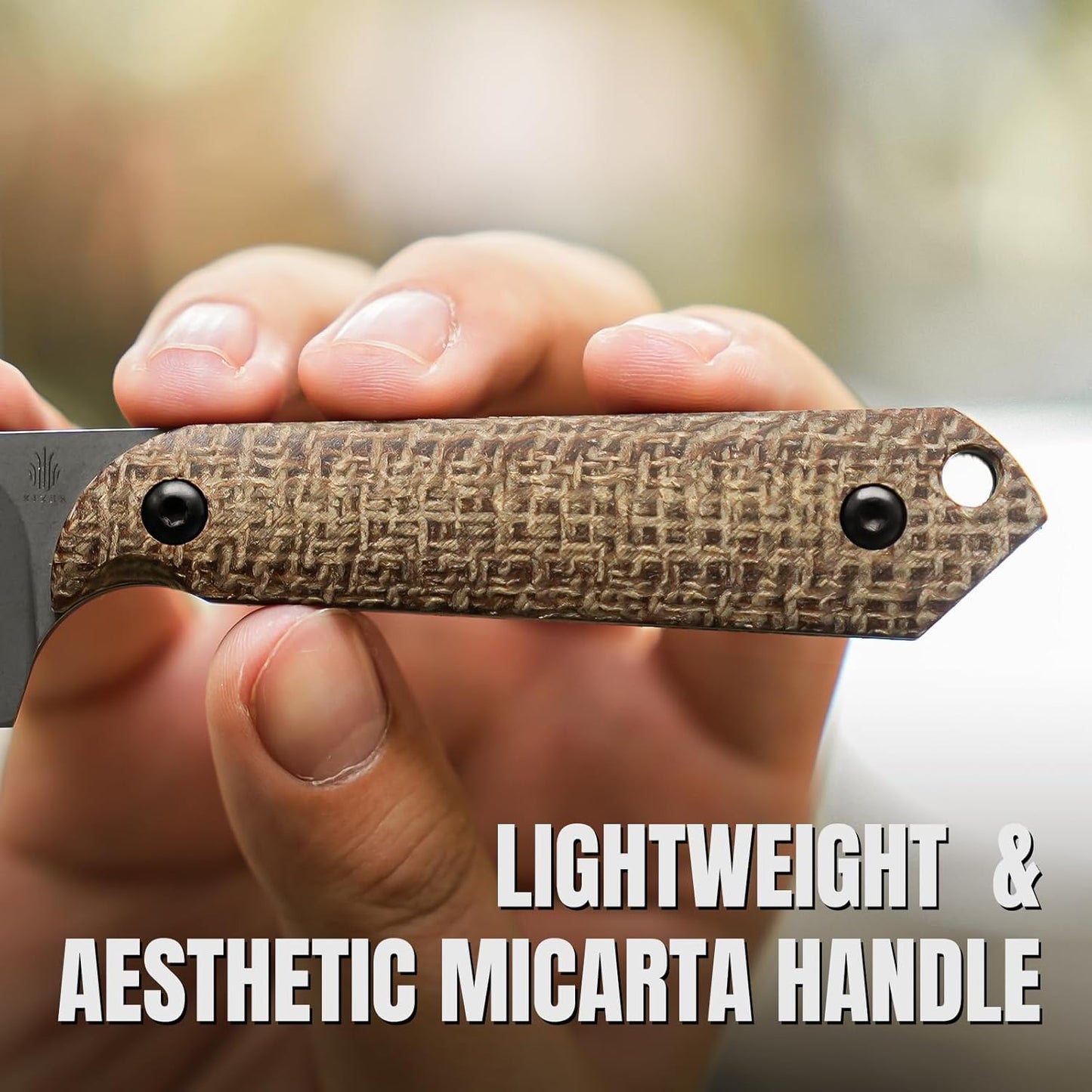 Kizer Mini Harpoon Fixed Blade Knife with Sheath, 3V Blade Hunting Knife with Micarta Handle, Camping Fixed Blade Small EDC Knives for Hiking, Survival 1040SM1