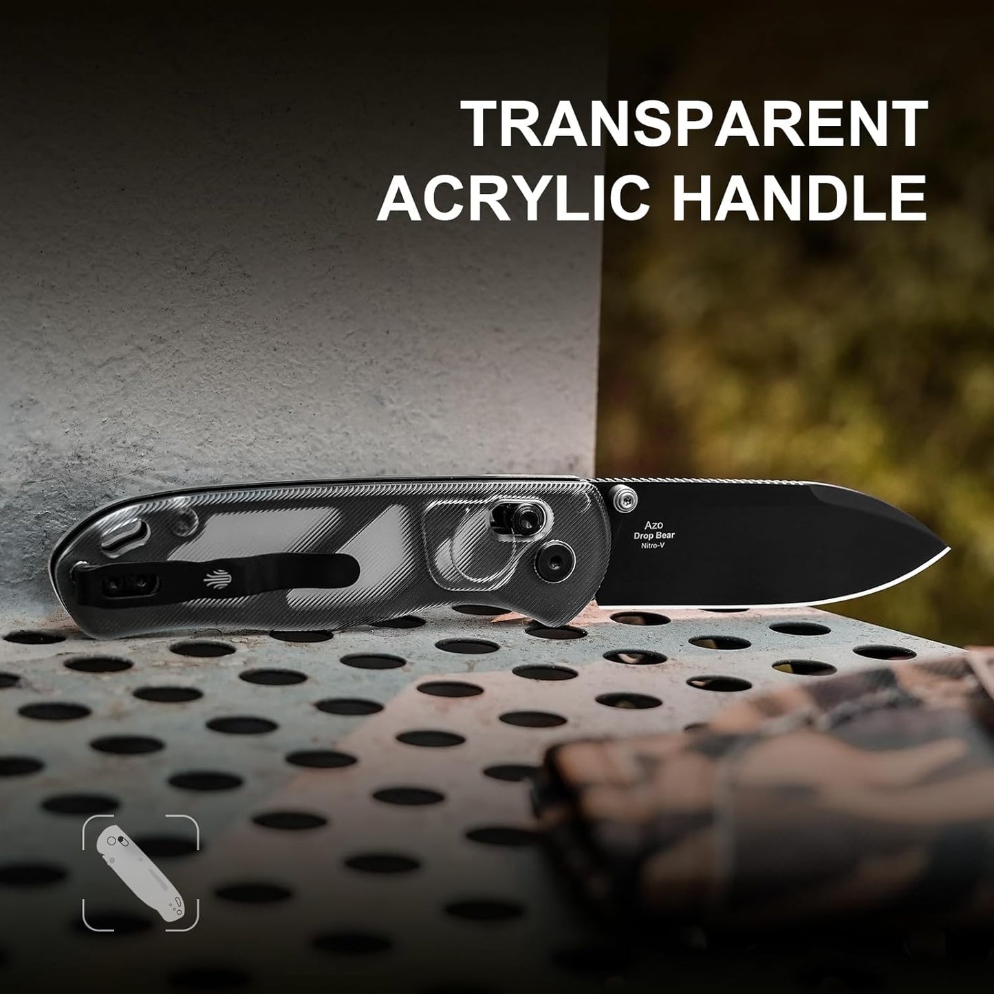 Kizer Drop Bear EDC Pocket Knife, 2.97” Nitro-V Blade Acrylic Handle Folding Knife with Thumb Stud Opener, Clutch Lock EDC Knives for Men Women Gift V3619A9