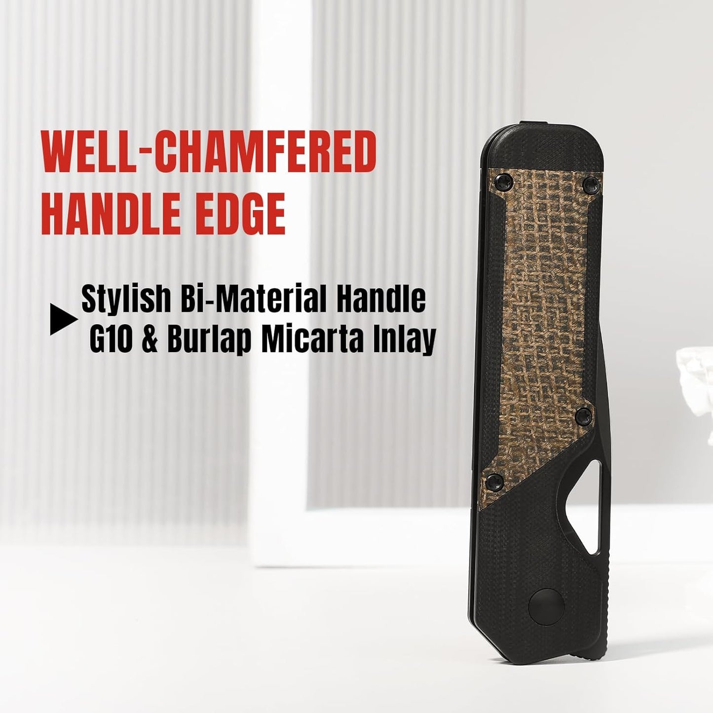 Kizer Militaw EDC Pocket Knife, 3.36'' Nitro V Blade Folding Knife, G10 & Micarta Handle with Pocket Clip, Thumb Hole & Front Flipper Opener, Camping Hunting Knife for Men Women Gift V3634A1