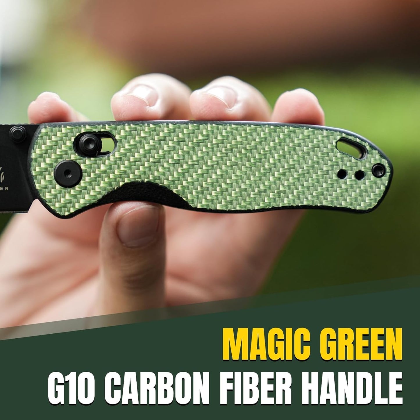 Kizer Drop Bear EDC Pocket Knife, 2.97” Nitro-V Steel Blade G10 Carbon Fiber Handle Folding Knife with Thumb Stud Opener, Lightweight Clutch Lock Camping Hunting Knife for Men Women Gift V3619A4