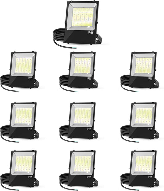 10 Pack LED Flood Light Fixture 300W 36000LM ETL Listed 5000K Outdoor Floodlight Security Lighting IP65 Waterproof for Parking Lot Sports Fields Billboard Arena Yard Garage AC100-277V