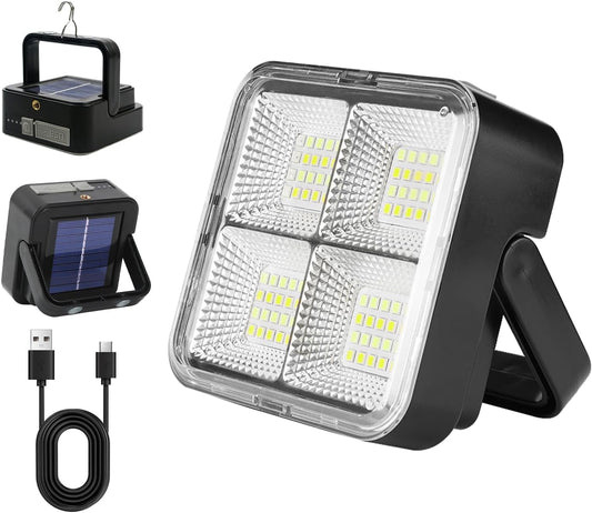 1 PCS Portable LED Camping Light, Solar Charging,USB Rechargeable Light, Black, 500 Lumen, Waterproof, Modern Style, Outdoor Use