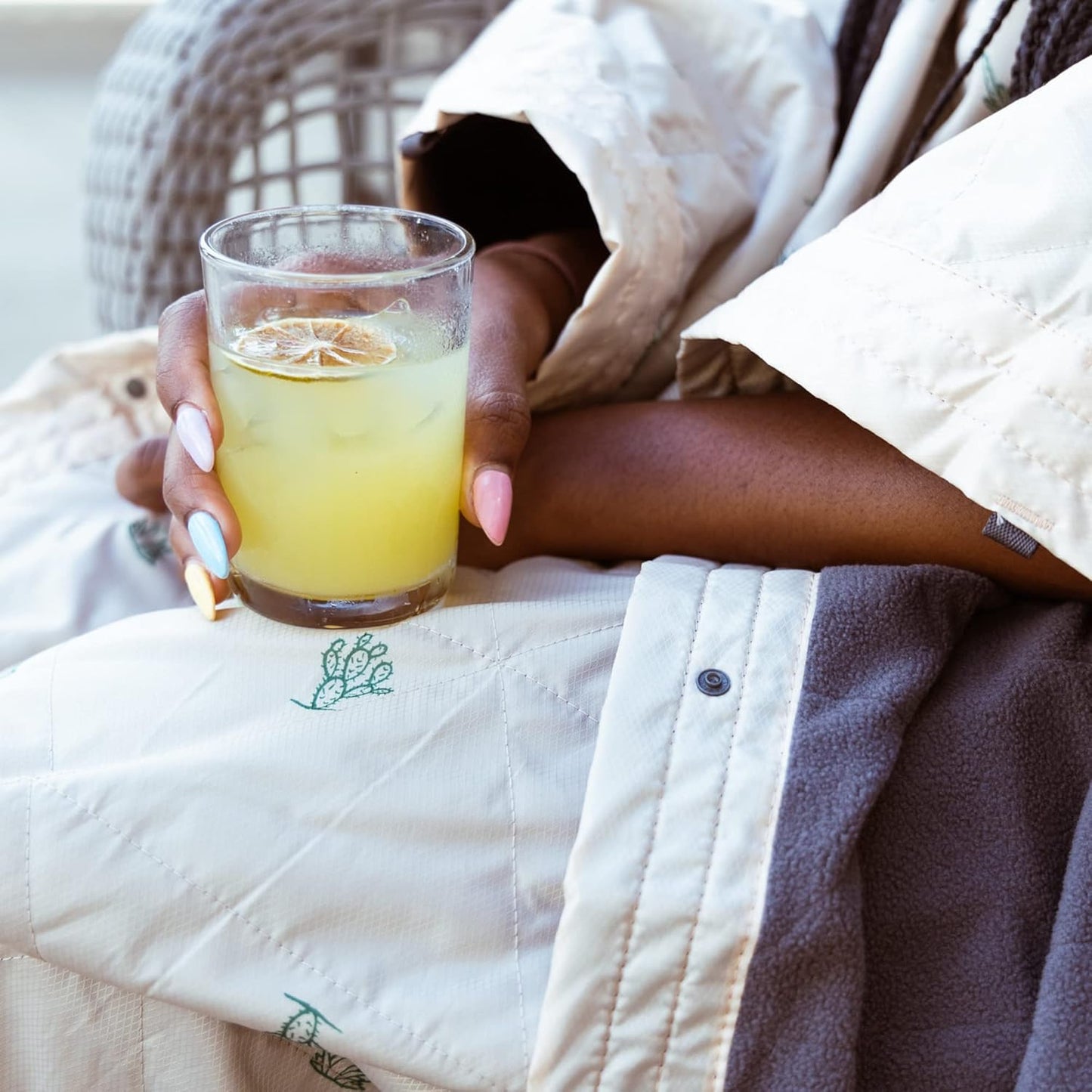 KAMMOK Field Blanket - Microfleece, Water Resistant, Portable, Durable, Indoor/Outdoor Camp Blanket (84 in × 50 in) - Cacti Print