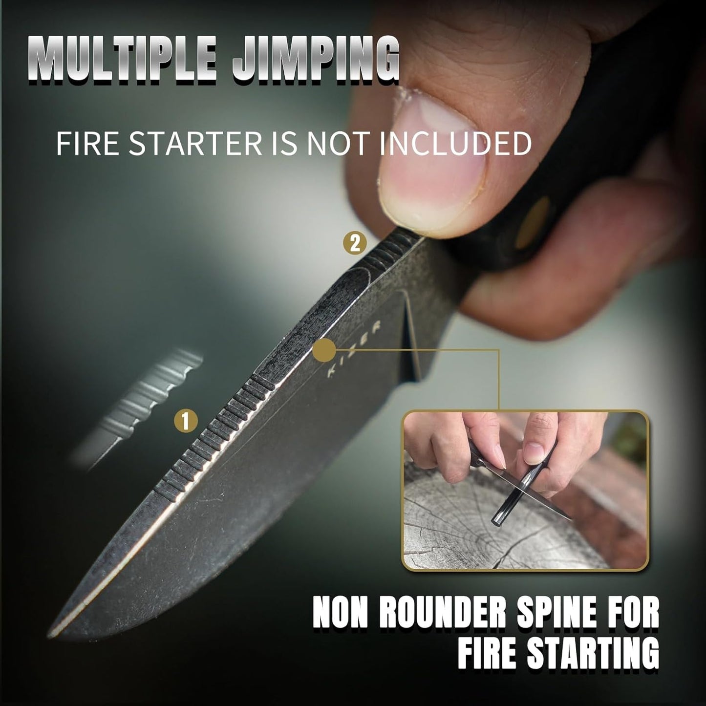 Kizer Hare Fixed Blade Knife with Sheath, 3.14" D2 Steel Blade EDC Fixed Blade Hunting Knives with Black G10 Handle, Small Bushcraft Survival Neck Knives, Outdoor Camping Knife for Men Women, 1077M1