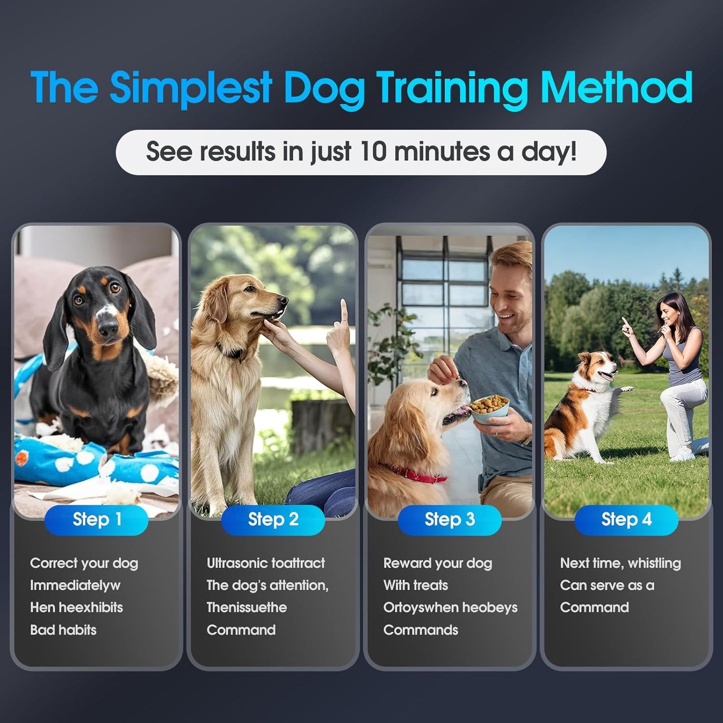 KIVORA 4 Pack Dog Whistle to Stop Barking Neighbors Dog,304 Stainless Steel Adjustable Ultrasonic Silent Dog Training Whistle for Recall & Bark Control,Professional Whistle Suitable for All Dogs