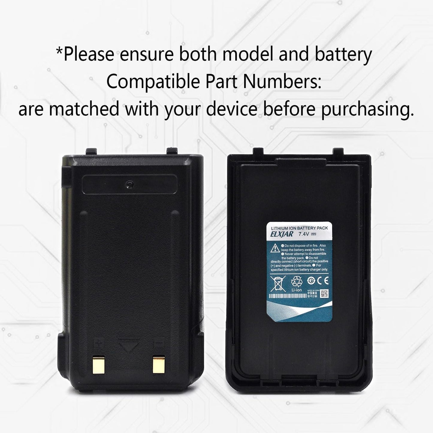(2-Pack) 7.4V 2200mAh Li-ion Battery Replacement with USB Charging Cable for Baofeng UV-S9 UV-S9X3 UV-S9 Plus Two Way Radios