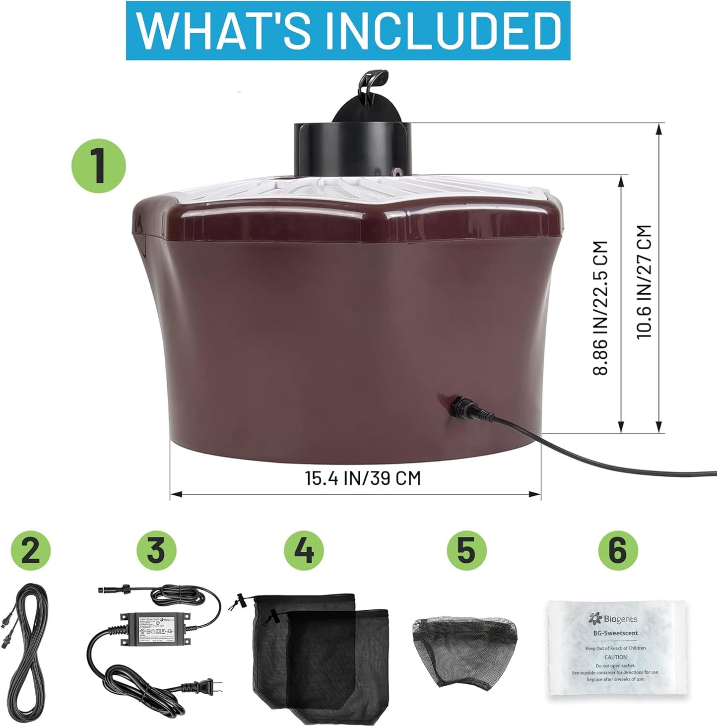 Biogents Mosquitaire Outdoor Mosquito Trap with Sweetscent Lure | Eco-Friendly, Pesticide-Free, Pet-Safe Repellent Alternative | Electric Catcher for Comprehensive Mosquito Control