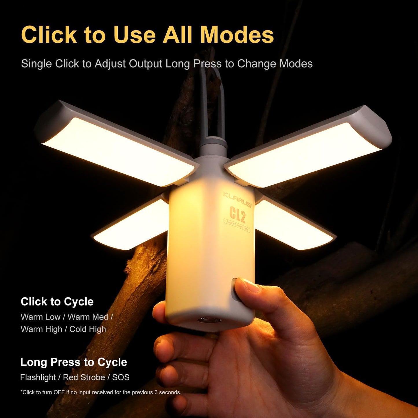 KLARUS CL2 Rechargeable Camping Lantern, 750LM 7 Light Modes Waterproof Foldable Tent Light with Power Supply for Emergency, Camping, Beach, Travel, Power Outages