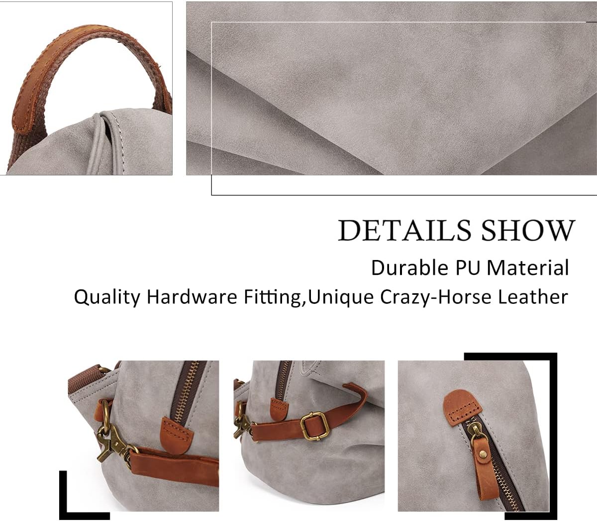 KL928 PU Leather Vintage Backpack – Large Casual Daypack Outdoor Travel Rucksack Hiking Backpacks for Men Women