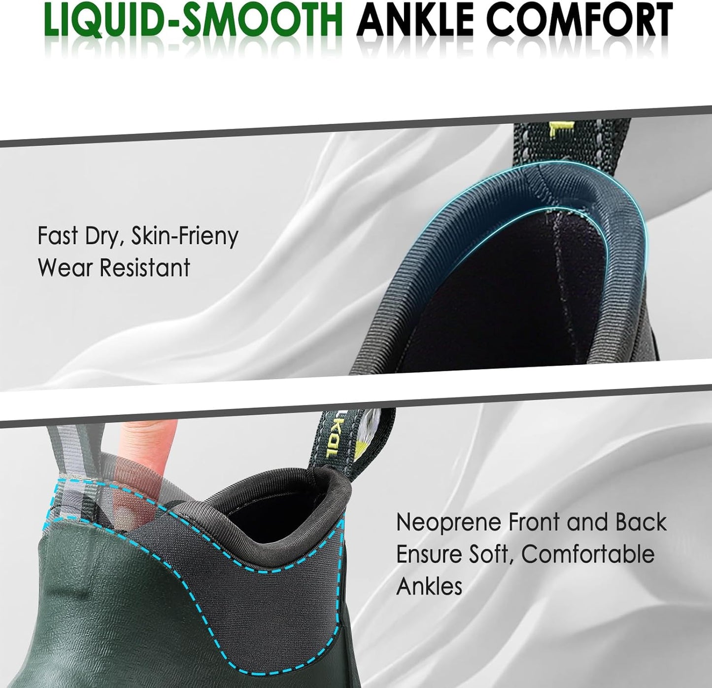 Kalkal Men's Deck Boots, Waterproof Fishing Rain Boots with High Traction, Men's Rubber Boots For Gardening Fishing Boating Camping Sailing