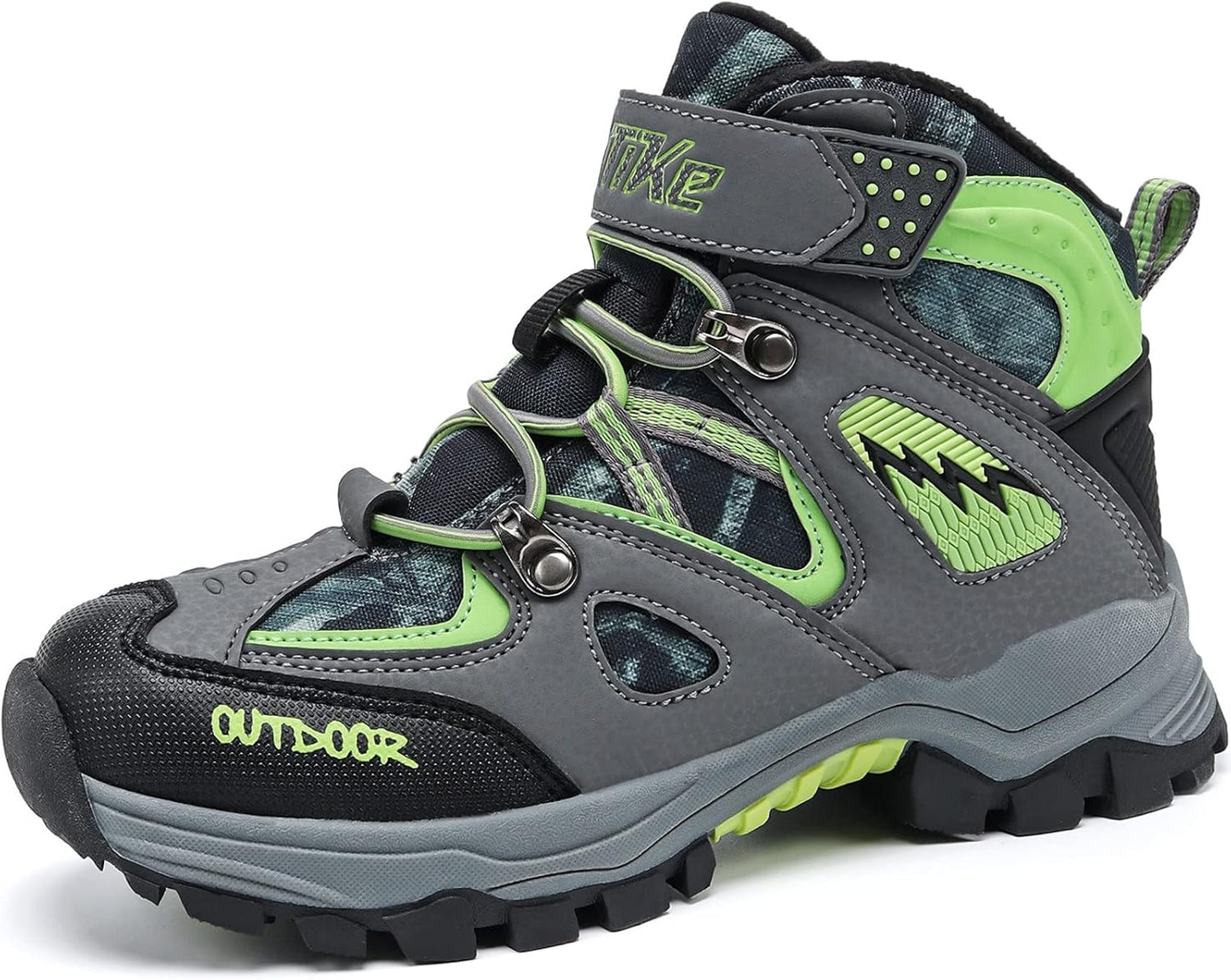 JMFCHI Kids Hiking Boots Boys Girls Outdoor Walking Climbing Sneaker Comfortable Non-slip Snow Shoes Hiker Boot Antiskid Steel Buckle Sole