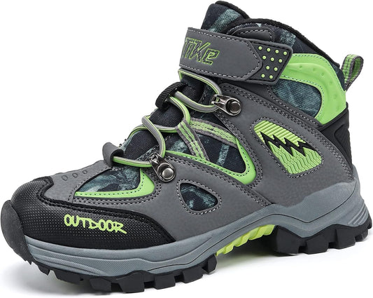 JMFCHI Kids Hiking Boots Boys Girls Outdoor Walking Climbing Sneaker Comfortable Non-slip Snow Shoes Hiker Boot Antiskid Steel Buckle Sole