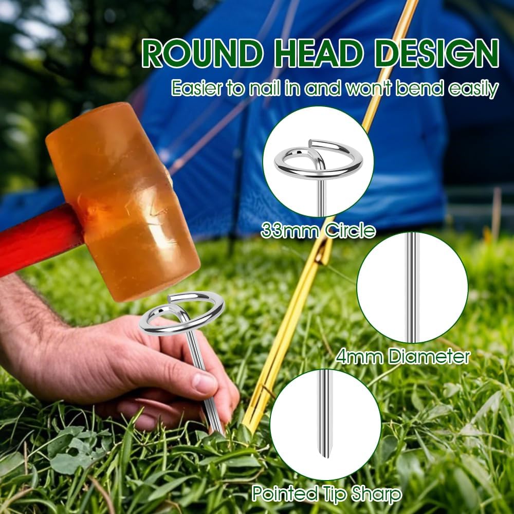 12in Landscape Fabric Pins, Bold 8 Gauge Galvanized Steel Garden Staples, Tent Stakes Landscape Fabric Staples Yard Stakes for Decoration Weed Barrier (50 X 12in)