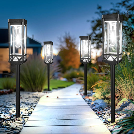 KOOPER Taller Solar Pathway Lights Outdoor, 6 Pack Upgraded Brighter Solar Garden Lights Solar Powered, Up to 15 Hours Outdoor Solar Lights for Yard Landscape Path Walkway Driveway （Cool White）