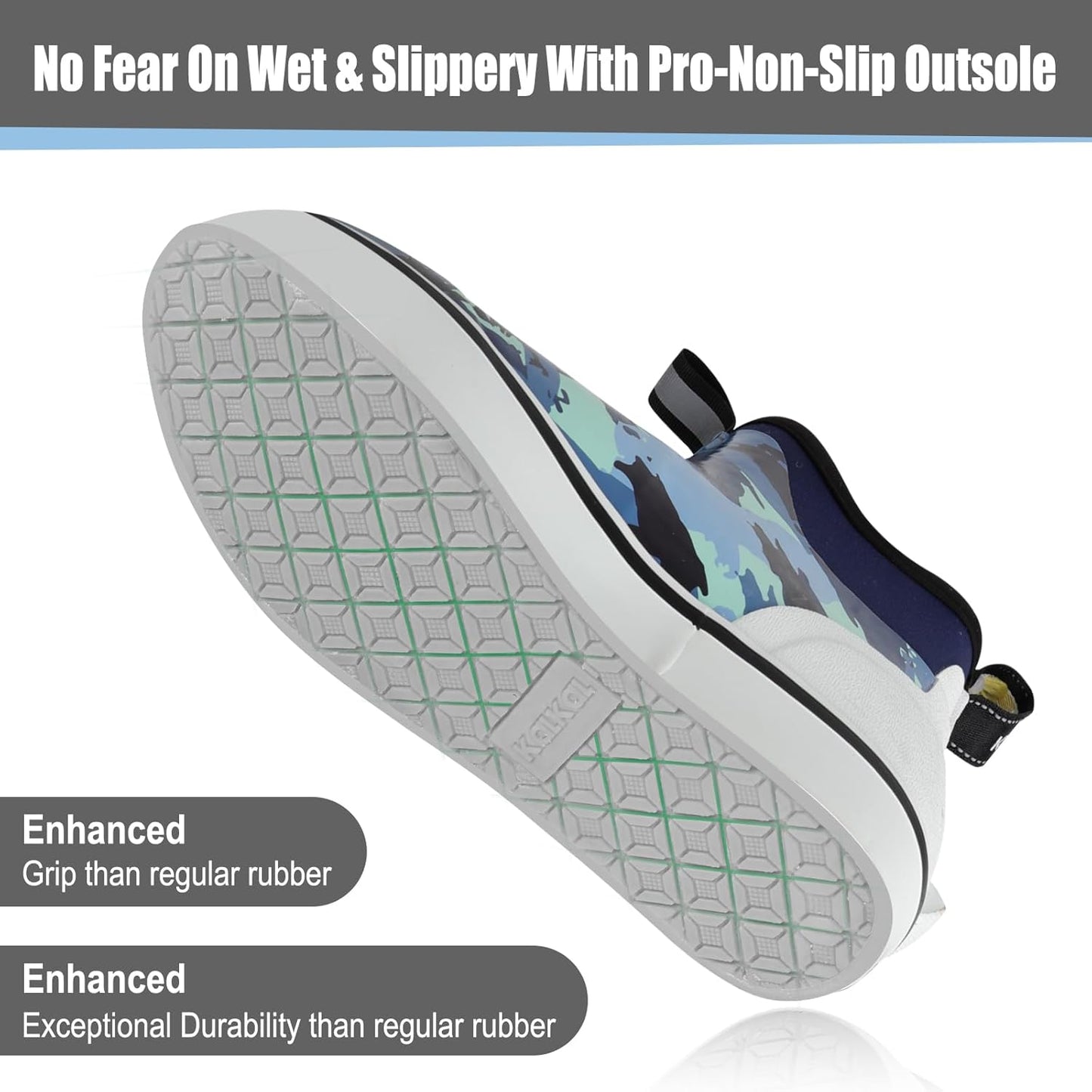 Kalkal Men's Deck Boots, Waterproof Fishing Rain Boots with High Traction, Men's Rubber Boots For Gardening Fishing Boating Camping Sailing