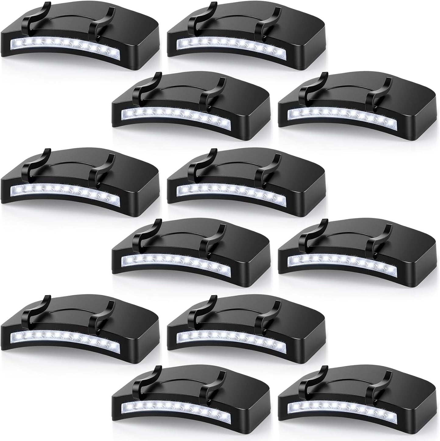 12 Pcs Hat Clip Light, 11 LED Cap Lights Clip on Hat, IPX5 Waterproof Hands-Free Flashlight for Running, Working, Biking, Camping(AAA Batteries not Included)