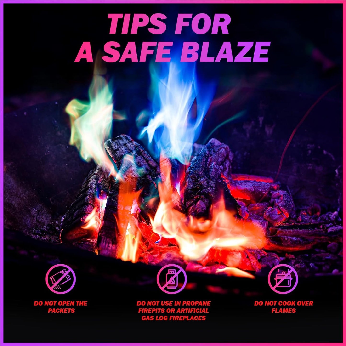 12 Pack Colorful Flames Color Fire Packets Fire Pit for Campfire,Fire Color Packets Camping Accessories for Kids & Adults,Outdoor Fire Changing Flame Powder. (12 Packets)