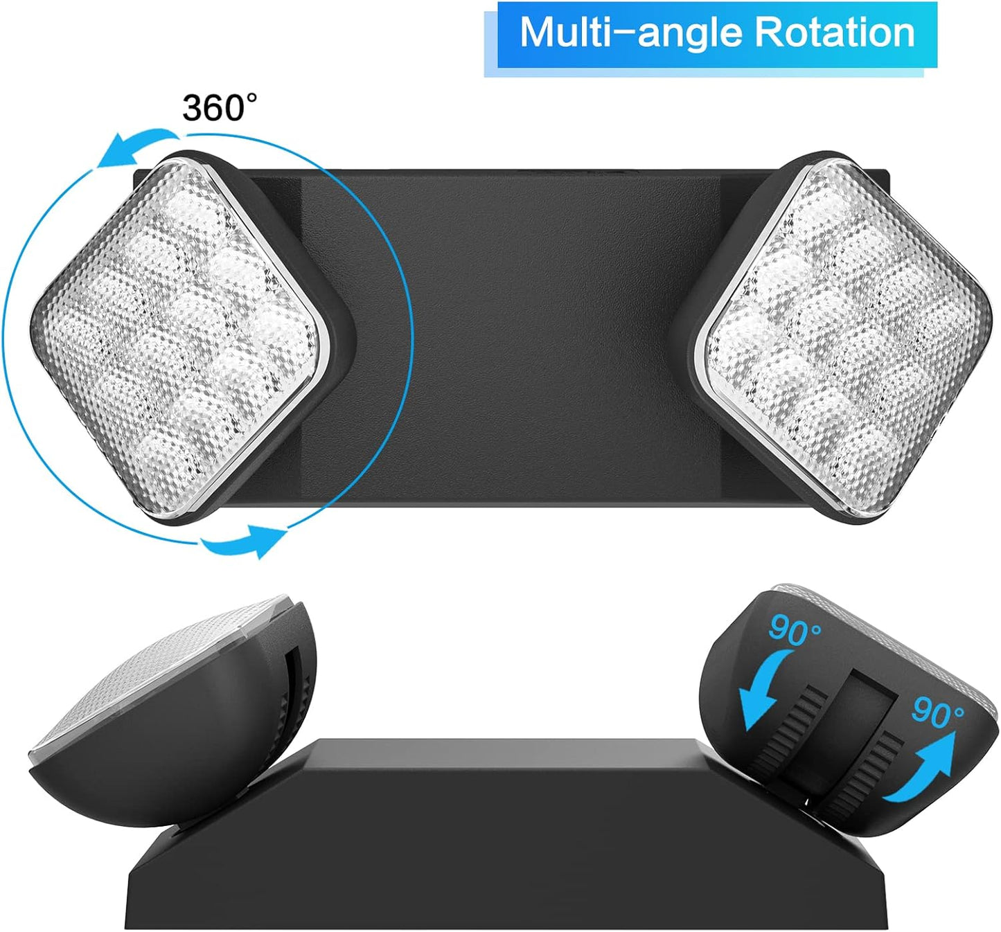 1 Pack Black Led Exit Sign with Emergency Lights &Battery Backup -Adjustable Hardwired 2 LED Head-UL Certified-120-277VAC/Commercial Emergency Lights Fixtures for Home/Business.