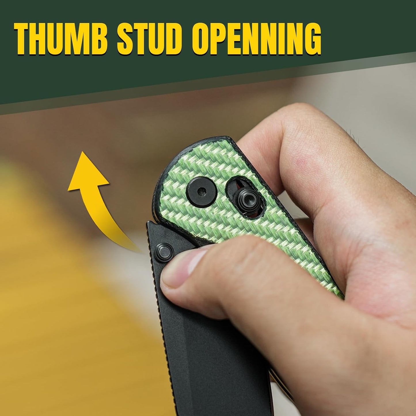 Kizer Drop Bear EDC Pocket Knife, 2.97” Nitro-V Steel Blade G10 Carbon Fiber Handle Folding Knife with Thumb Stud Opener, Lightweight Clutch Lock Camping Hunting Knife for Men Women Gift V3619A4