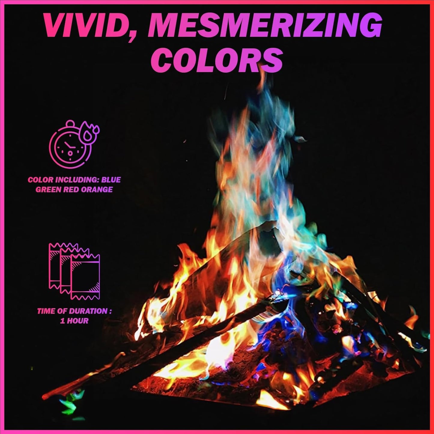 12 Pack Colorful Flames Color Fire Packets Fire Pit for Campfire,Fire Color Packets Camping Accessories for Kids & Adults,Outdoor Fire Changing Flame Powder. (12 Packets)