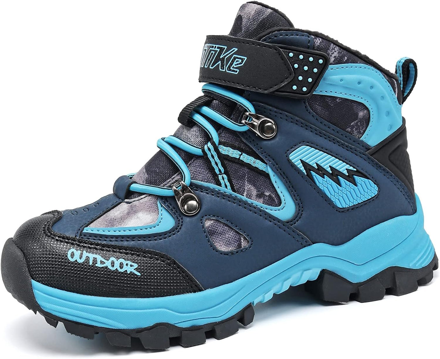 JMFCHI Kids Hiking Boots Boys Girls Outdoor Walking Climbing Sneaker Comfortable Non-slip Snow Shoes Hiker Boot Antiskid Steel Buckle Sole