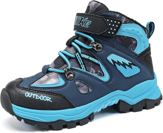 JMFCHI Kids Hiking Boots Boys Girls Outdoor Walking Climbing Sneaker Comfortable Non-slip Snow Shoes Hiker Boot Antiskid Steel Buckle Sole