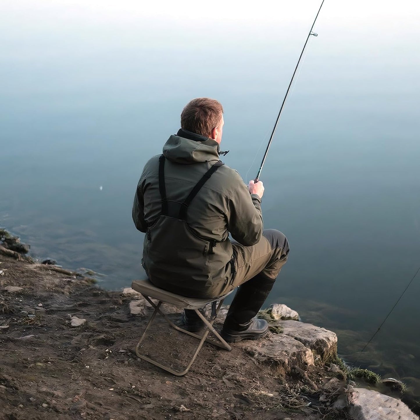 12 Inch Folding Stool & Crossbody Bag for Outdoor - Lightweight Collapsible Stool Purse Chair with 2 Pockets Small Portable Chair Camping Stools Hiking Fishing Beach Backpacking Gardening BBQ Picnics
