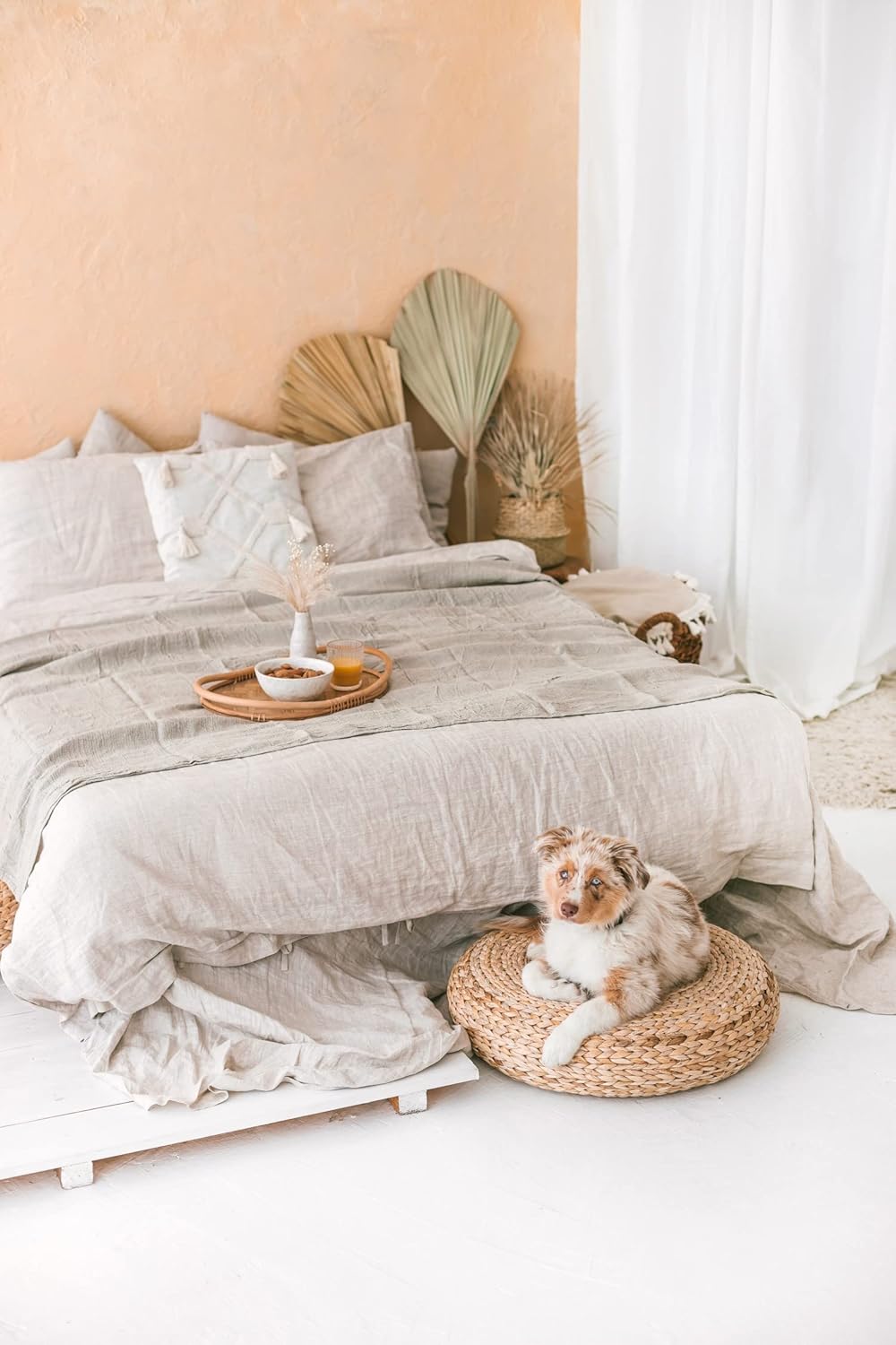 100% Linen Bed Throw Blanket - Extra Large Bath Towel 60x80-inch Natural Waffle Weave Flax Linen Oversized Beach Towel, Lightweight Absorbent Thin Bath Sheets Towels for Adults, Quick-Drying XL