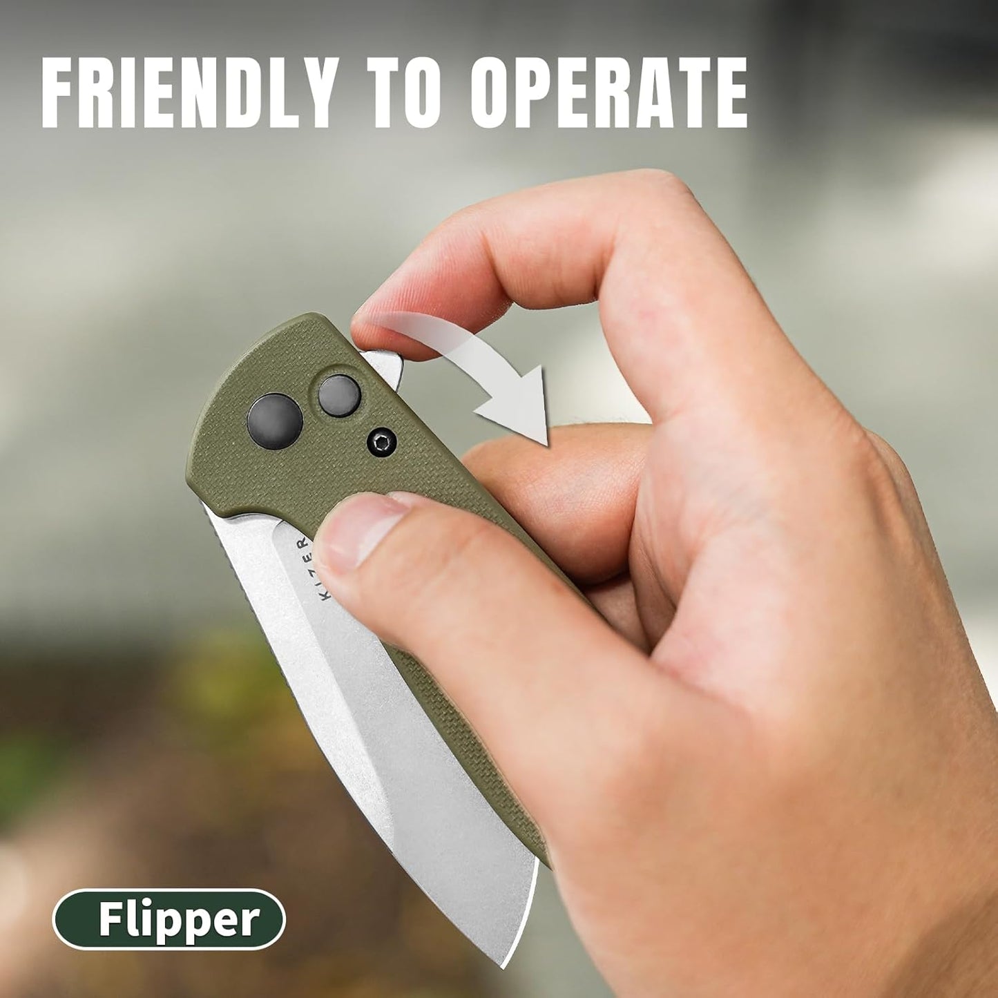 Kizer Amicus Pocket Knife, 2.95” Satin Nitro V Steel Blade Small EDC Knife, G10 Handle Pocket Folding Knife with Reversible Deep Carry Clip, Camping Hunting Pocket Knives for Men Women Gift L3002A3