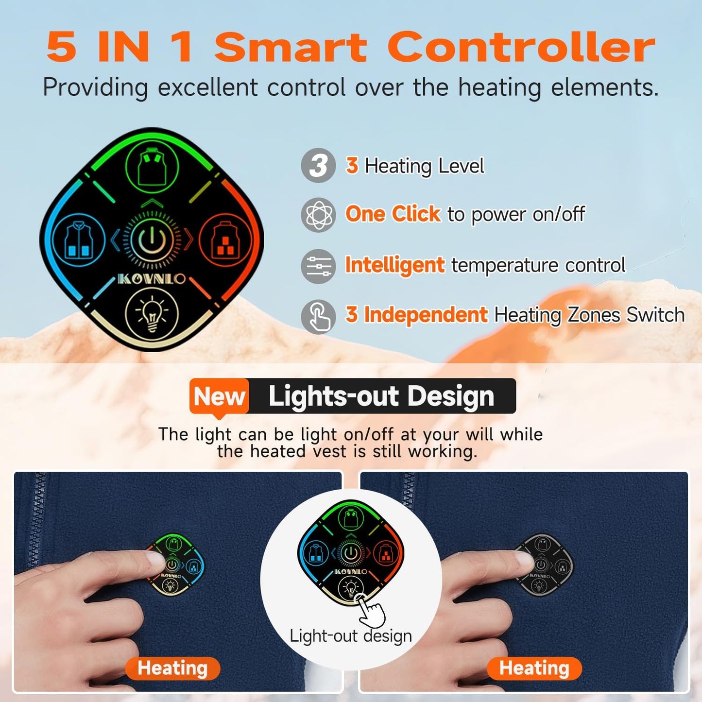 KOVNLO Heated Vest for Men with Battery Pack Included, Soft Fleece Smart Electric Lightweight Heated Jacket