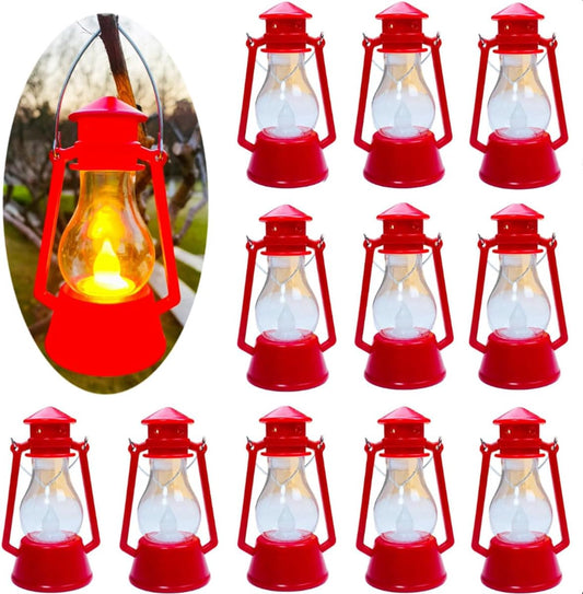 12 Pack Mini Lantern for Little Cowboy Centerpieces Tables Ideas Western Party Favor Decorations Wedding Decor Camping with 4inch Flickering LED Candle, Vintage Table Toppers Decorative