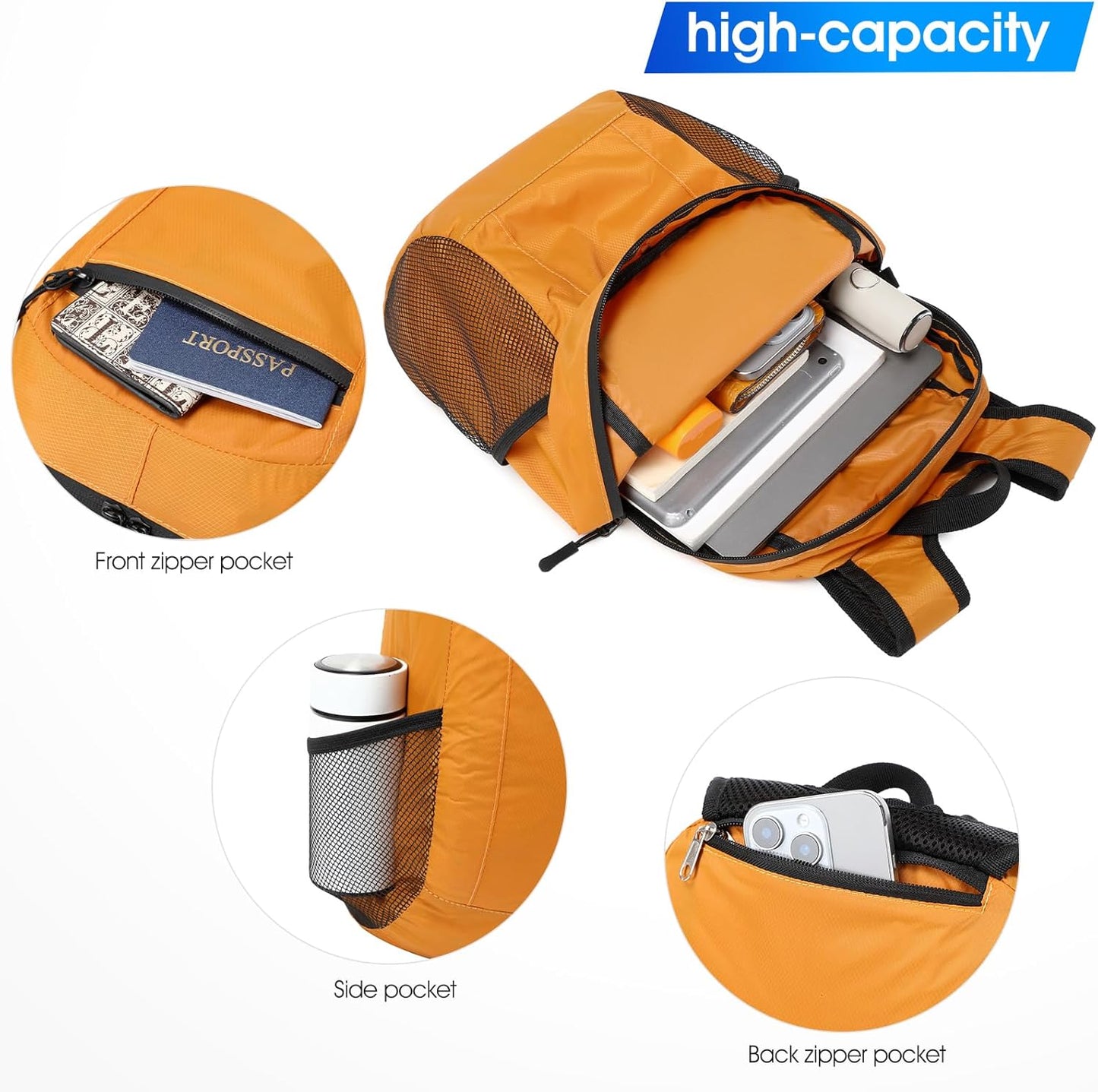 15L Lightweight Hiking Backpack Small,Waterproof Hiking Daypack,Foldable Backpack for Travel,Ultralight Daypack