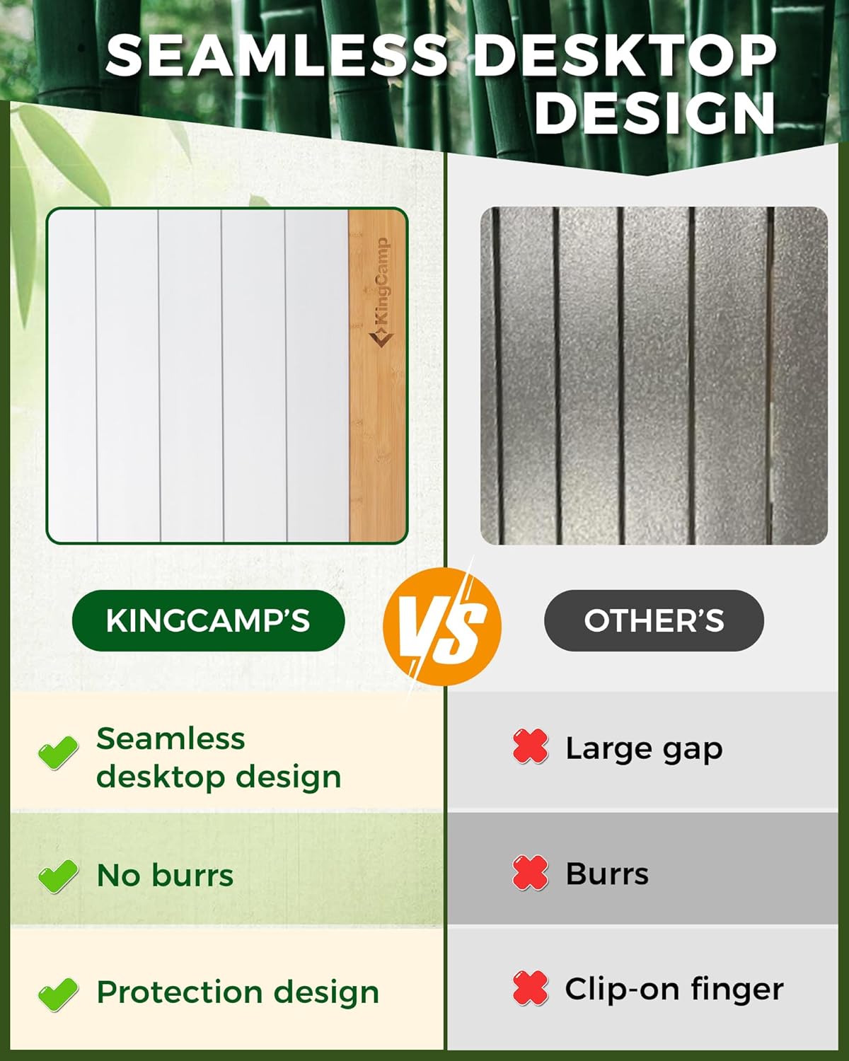 KingCamp Folding Camping Table, Aluminum Roll-Up Camp Table, Large Foldable Table for 2-4 Person, Outdoor Portable Tables with Carry Bag, 120 LBS Heavy Duty Load (Bamboo：40.16“x27.5”，2-4 People)