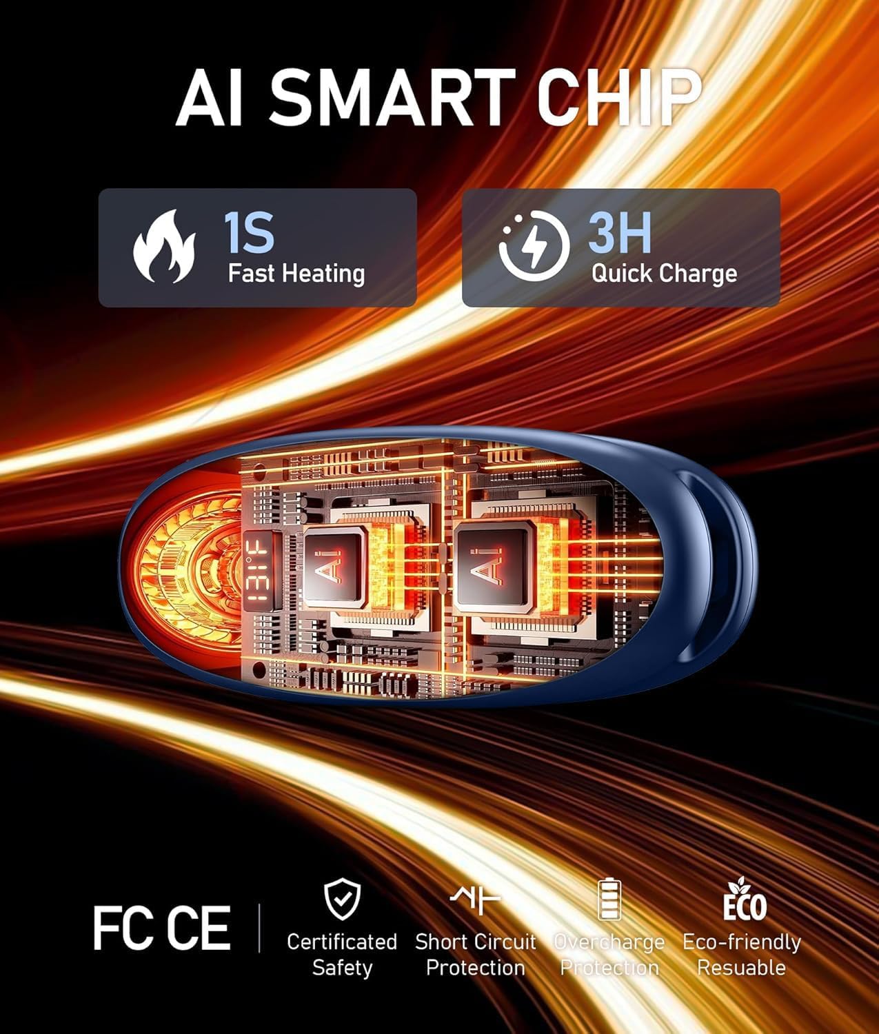 14000 mAh Hand Warmers Rechargeable 2 Pack, AI Hand Warmer with Charging Case Last 60H, 1S Fast Heat, Portable Electric Pocket Heater, Golf Hunting Camping Hiking