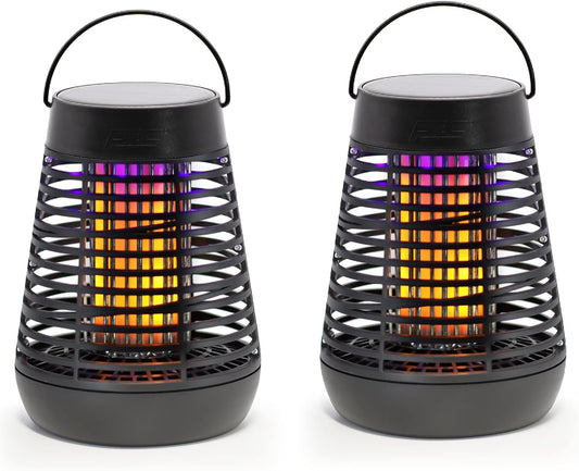 PIC Portable Solar Insect Killer Torch (FLPT), Bug Zapper and Flame Accent Light, Kills Bugs on Contact - Twin Pack