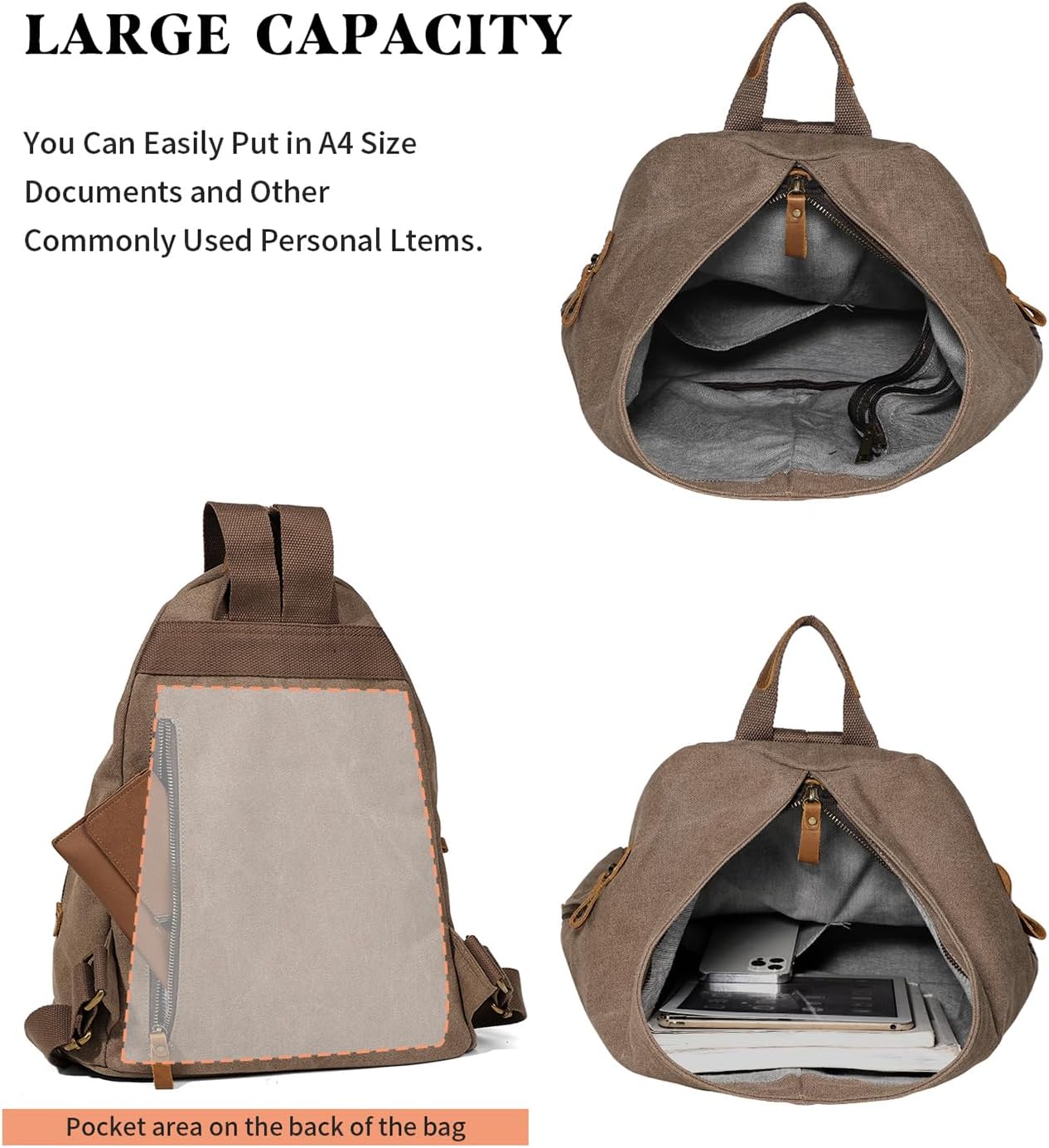 KL928 Canvas Vintage Backpack – Large Casual Daypack Outdoor Travel Rucksack Hiking Backpacks for Men Women