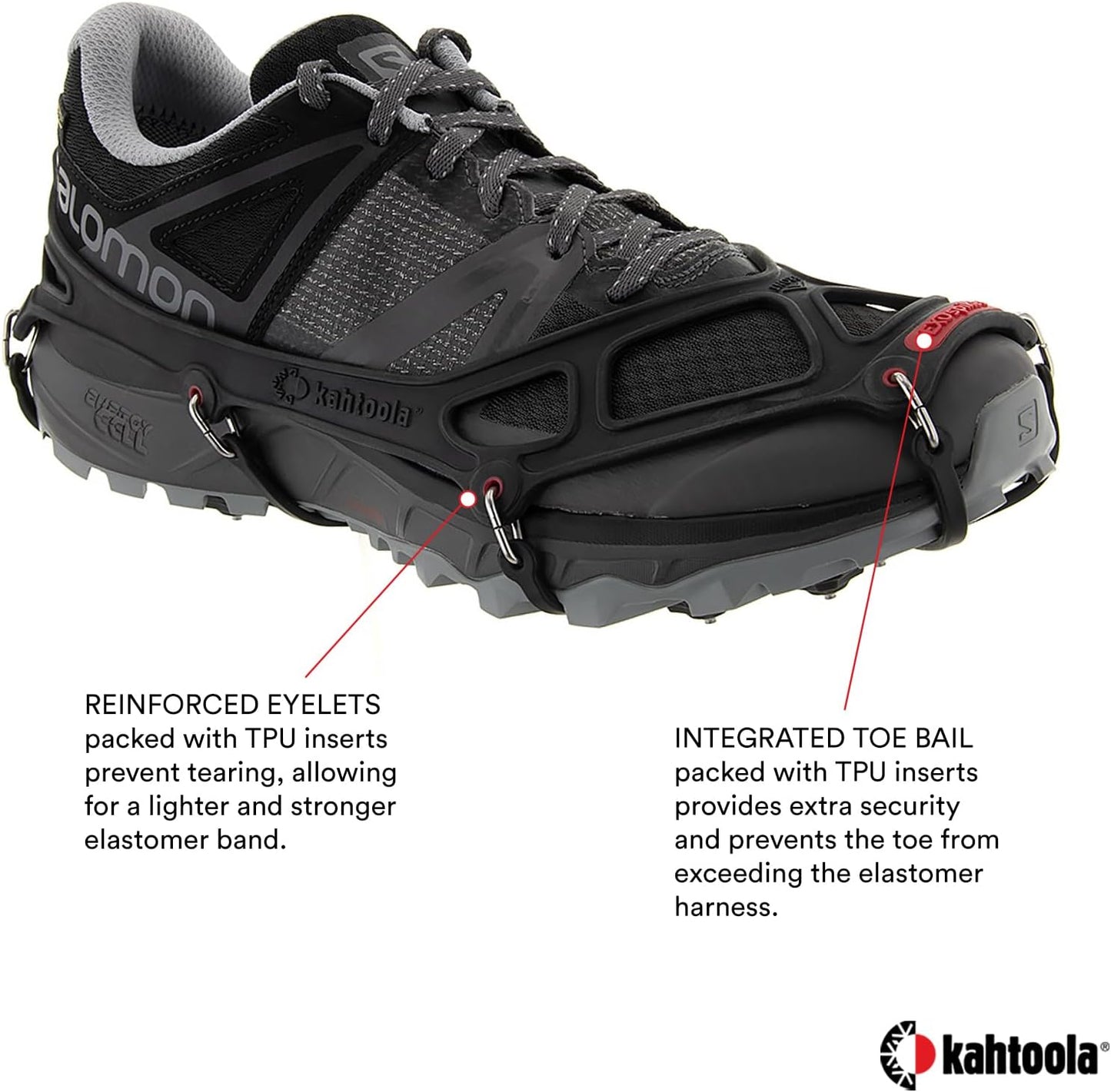 Kahtoola EXOspikes Footwear Traction for Winter Hiking & Running in Snow, Ice & Rocky Terrain