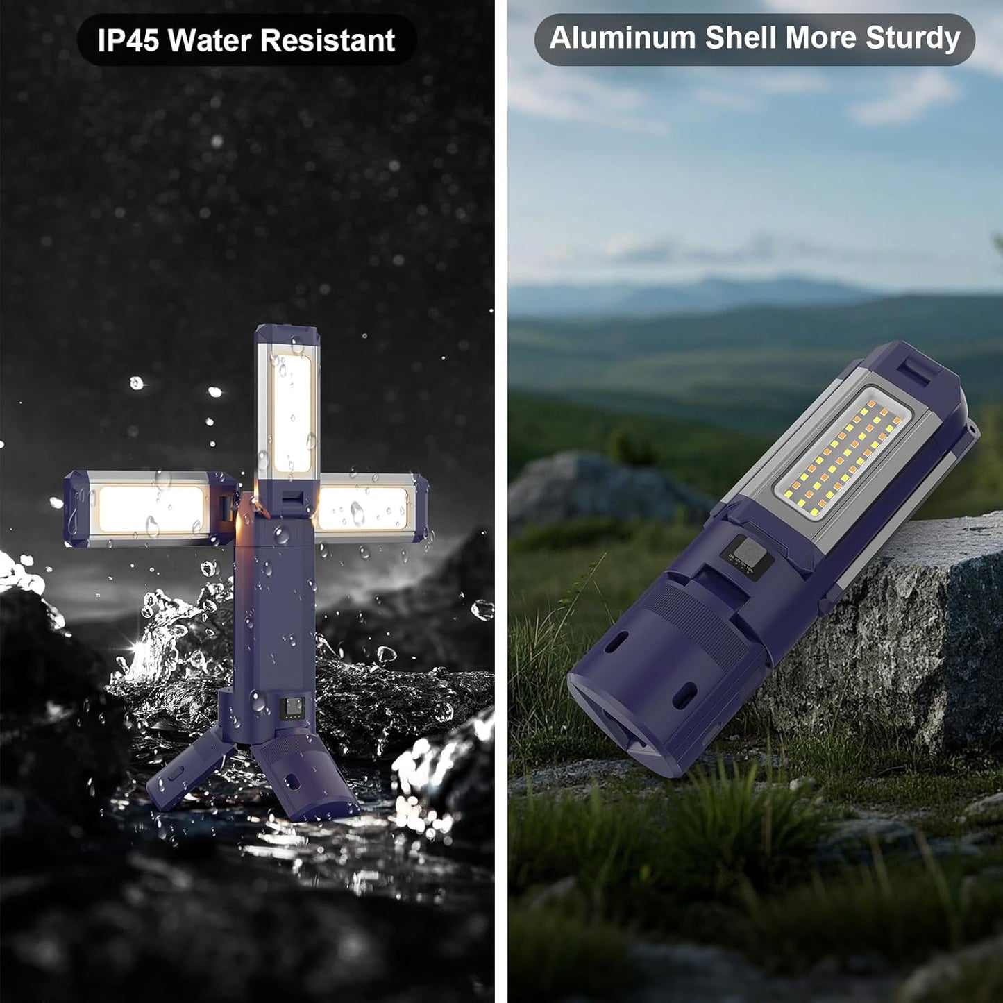 10000mAh Rechargeable 4000LM Camping Light Telescopic Camping Lantern , 270° Rotating Aluminum , Remote Control, Warm/White/Nature, Dimmable for Outdoor Camping, IP45 Waterproof,Portable Bag