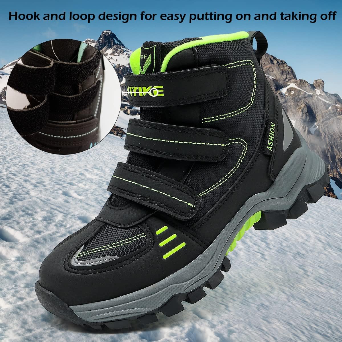 JMFCHI Kids Hiking Boots Boys Girls Outdoor Walking Climbing Sneaker Comfortable Non-slip Snow Shoes Hiker Boot Antiskid Steel Buckle Sole