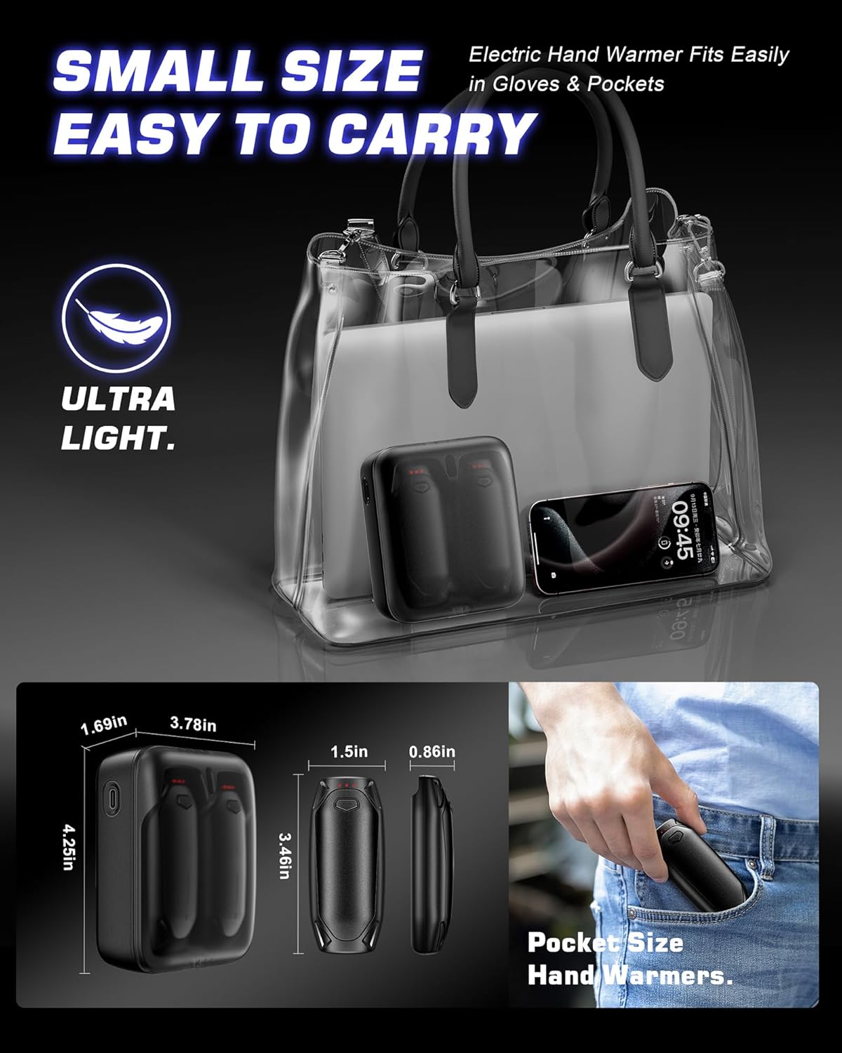 Kesguar Hand Warmers Rechargeable - 2 Pack 14000mAh AI Electric Hand Warmers with Charging Case, Magnetic 2 in 1 Pocket Handwarmers, Portable Heater Gifts for Women/Men/Christmas/Golf/Camping/Hunting