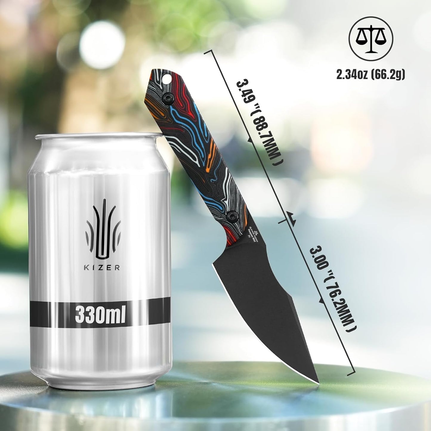 Kizer Mini Harpoon Fixed Blade Knife with Sheath, 3V Blade Hunting Knife with G10 Handle, Camping Fixed Blade Small EDC Knives for Hiking, Survival 1040S6