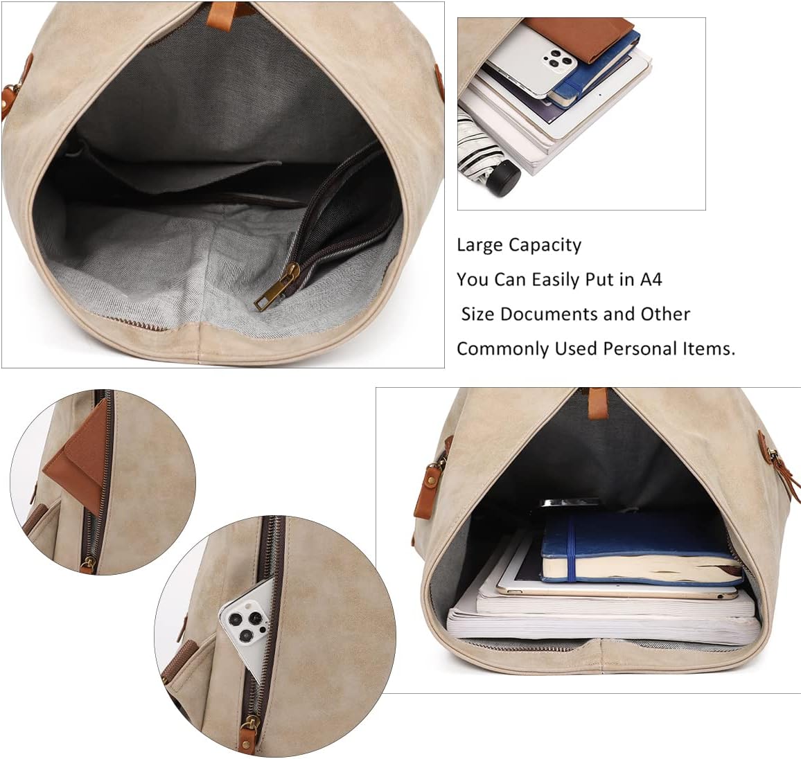 KL928 PU Leather Vintage Backpack – Large Casual Daypack Outdoor Travel Rucksack Hiking Backpacks for Men Women